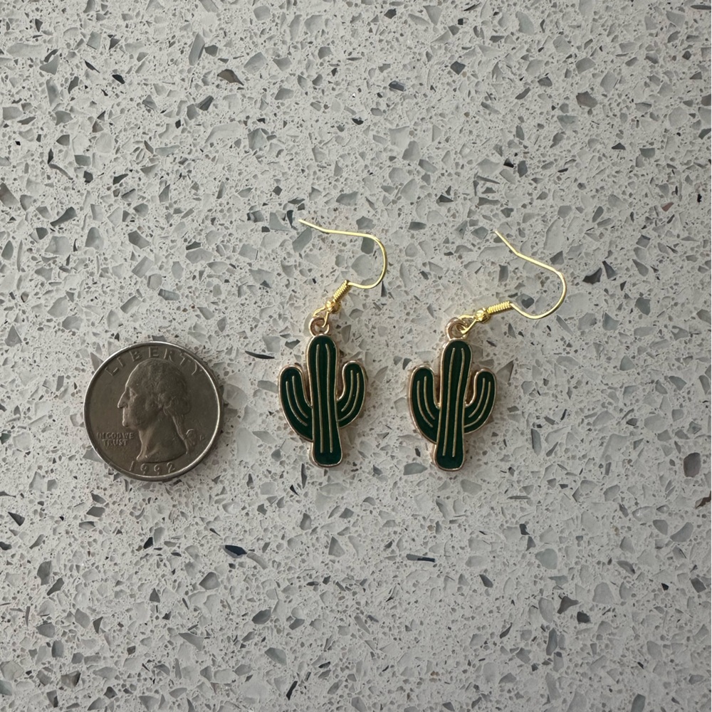 Cactus Shaped Earrings with Gold Accents
